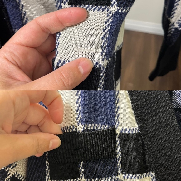 BOSS Fiabetta Tile Print Cardigan Black Plaid Knit - Picture 8 of 16